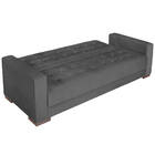 Sofá Cama 3 Lugares Jobim Linho - Amarena Móveis - Cinza Escu