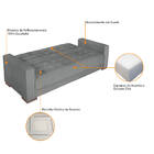 Sofá Cama 3 Lugares Jobim Suede - Amarena Móveis - Cinza