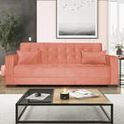 Sofá Cama 3 Lugares Jobim Suede - Amarena Móveis - Coral