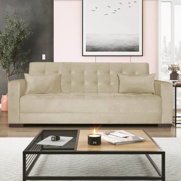 Sofá Cama 3 Lugares Linho Ipanema Bege