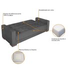 Sofá Cama 3 Lugares Linho Ipanema Cinza Escuro