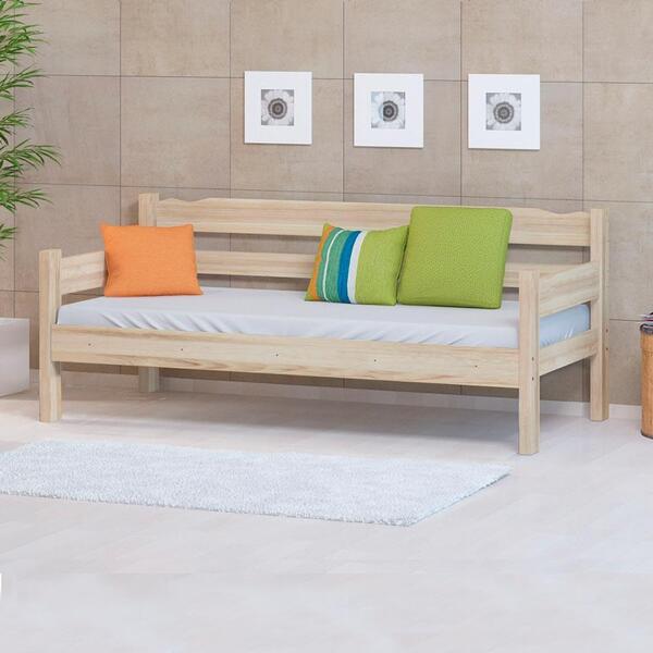 Sofá Cama 3 Lugares Madeira Maciça Crua Nemargi