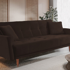 Sofá Cama 3 Lugares Marrom Em Veludo 2,05m Keela