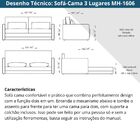 Sofá-cama 3 Lugares Mh-1606 Herval 176 Cm Colchão Casal Linho