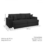 Sofá Cama 3 Lugares Noel Retrátil 20591 Veludo Marrom  - Celf