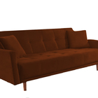 Sofá Cama 3 Lugares Ocre Em Veludo 2,05m Keela