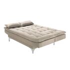 Sofá Cama 3 Lugares Pratic Veludo Liso Areia G30 - Império Es