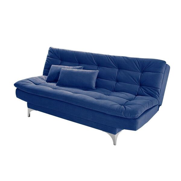 Sofá Cama 3 Lugares Pratic Veludo Liso Azul Marinho G30 - Imp