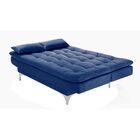 Sofá Cama 3 Lugares Pratic Veludo Liso Azul Marinho G30 - Imp