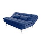 Sofá Cama 3 Lugares Pratic Veludo Liso Azul Marinho G30 - Imp
