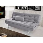 Sofá Cama 3 Lugares Pratic Veludo Liso Cinza G30 - Império Es