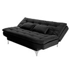 Sofá Cama 3 Lugares Pratic Veludo Liso Preto G30 - Império Es