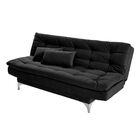 Sofá Cama 3 Lugares Pratic Veludo Liso Preto G30 - Império Es