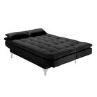 Sofá Cama 3 Lugares Pratic Veludo Liso Preto G30 - Império Es