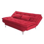 Sofá Cama 3 Lugares Pratic Veludo Liso Vermelho G30 - Império