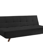 Sofá Cama 3 Lugares Preto Em Veludo 1,89m Rem