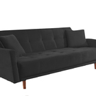 Sofá Cama 3 Lugares Preto Em Veludo 2,05m Keela