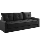 Sofá Cama 3 Lugares Preto Em Veludo 2,16m Lacoo