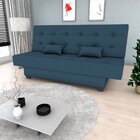 Sofá Cama 3 Lugares Reclinável Couro Sintetico Cinza Laila  C