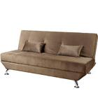 Sofá Cama 3 Lugares Reclinável Dubai Veludo Castor