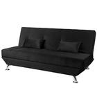 Sofá Cama 3 Lugares Reclinável Dubai Veludo Preto