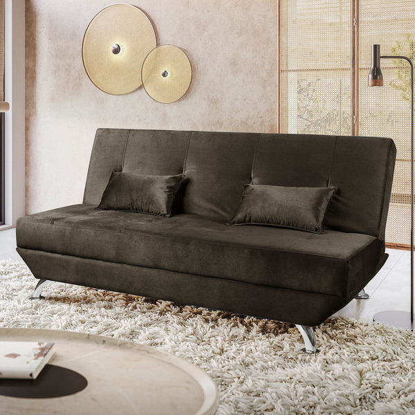 Sofá Cama 3 Lugares Reclinável Dubai Veludo - Shop Das Cabece