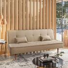 Sofá Cama 3 Lugares Reclinável Silver Linho Capuccino