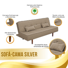 Sofá Cama 3 Lugares Reclinável Silver Linho Capuccino