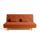 Sofá Cama 3 Lugares Reclinável Suede Laranja Tókio Pés Madeir