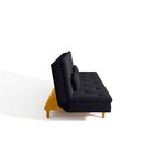 Sofá Cama 3 Lugares Reclinável Suede Preto Tokio Retro Pés Ma
