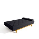 Sofá Cama 3 Lugares Reclinável Suede Preto Tokio Retro Pés Ma