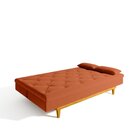 Sofá Cama 3 Lugares Reclinável Yescasa Suede Laranja Tókio Pé
