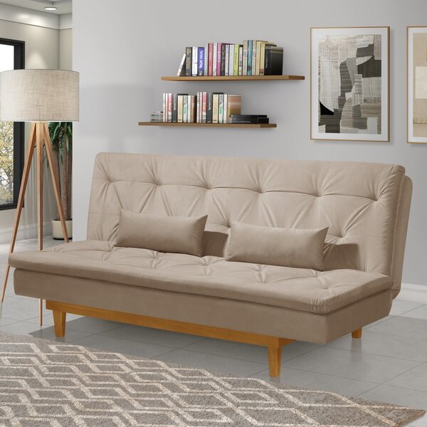 Sofá Cama 3 Lugares Reclinável Yescasa Suede Marrom Tokio Ret