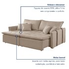 Sofá Cama 3 Lugares Retrátil 200cm Linho Bege  Linho Cru