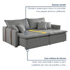 Sofá Cama 3 Lugares Retrátil 200cm Linho Cinza  Linho Cinza