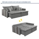 Sofá Cama 3 Lugares Retrátil 200cm Linho Cinza  Linho Cinza