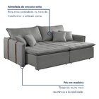 Sofá Cama 3 Lugares Retrátil 200cm Linho Cinza  Linho Cinza