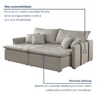 Sofá Cama 3 Lugares Retrátil 200cm Linho Cinza  Linho Gelo
