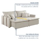 Sofá Cama 3 Lugares Retrátil 200cm Veludo Bege Claro  Veludo