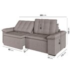 Sofá Cama 3 Lugares Retrátil Reclinável 2,00m Linho Com Molas