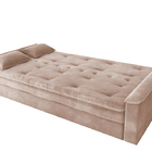 Sofá Cama 3 Lugares Rosé Em Veludo 2,17m Burano