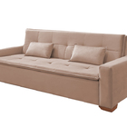 Sofá Cama 3 Lugares Rosé Em Veludo 2,17m Burano