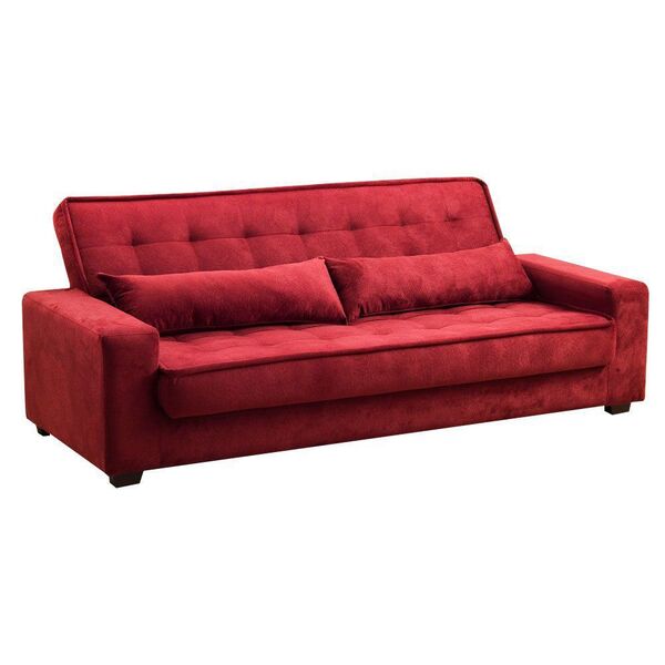 Sofá Cama 3 Lugares Speciale Montana Suede Pena Vinho D'rossi