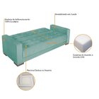 Sofá Cama 3 Lugares Suede Ipanema Azul Tiffany