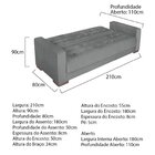 Sofá Cama 3 Lugares Suede Ipanema Cinza