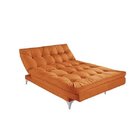 Sofá Cama 3 Lugares Veludo Liso Versátil  Terracota