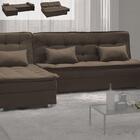 Sofá Cama 4 Lugares Penélope Com Chaise 270 Cm Veludo Marrom