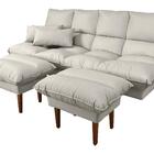 Sofá Cama Andorra Com Banqueta Corano Gelo 3 Posições Pés Mad