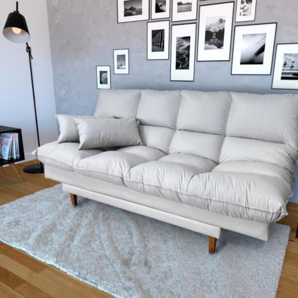 Sofá Cama Andorra Corano Gelo Pés Madeira 3 Lugares Império Leroy Merlin