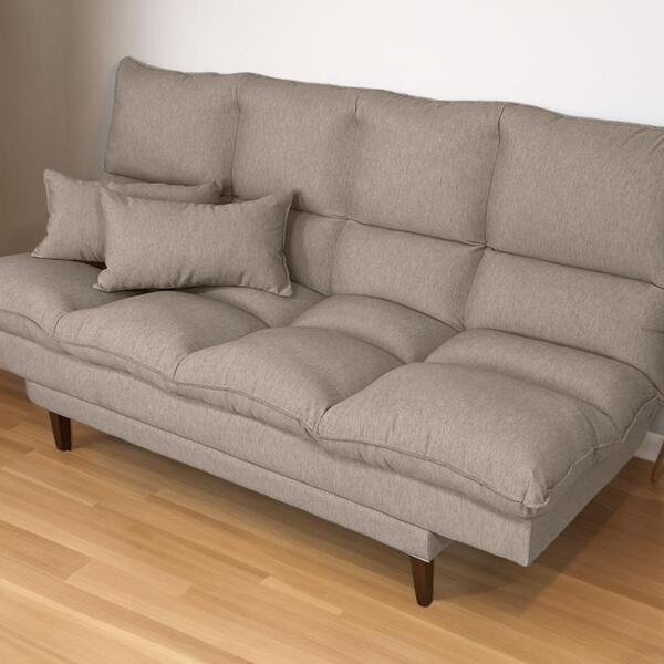 Sofá Cama Andorra Linho Bege 3 Posições Pés Madeira Império Leroy Merlin